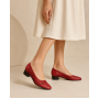 Pantofi dama rosii din piele naturala cu perforatii si toc mic Rosalia CLP03R